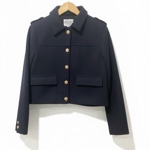 Edit Jason Wu Dark Navy Button Cropped Military Style Napoleon Jacket sz 8 NWT